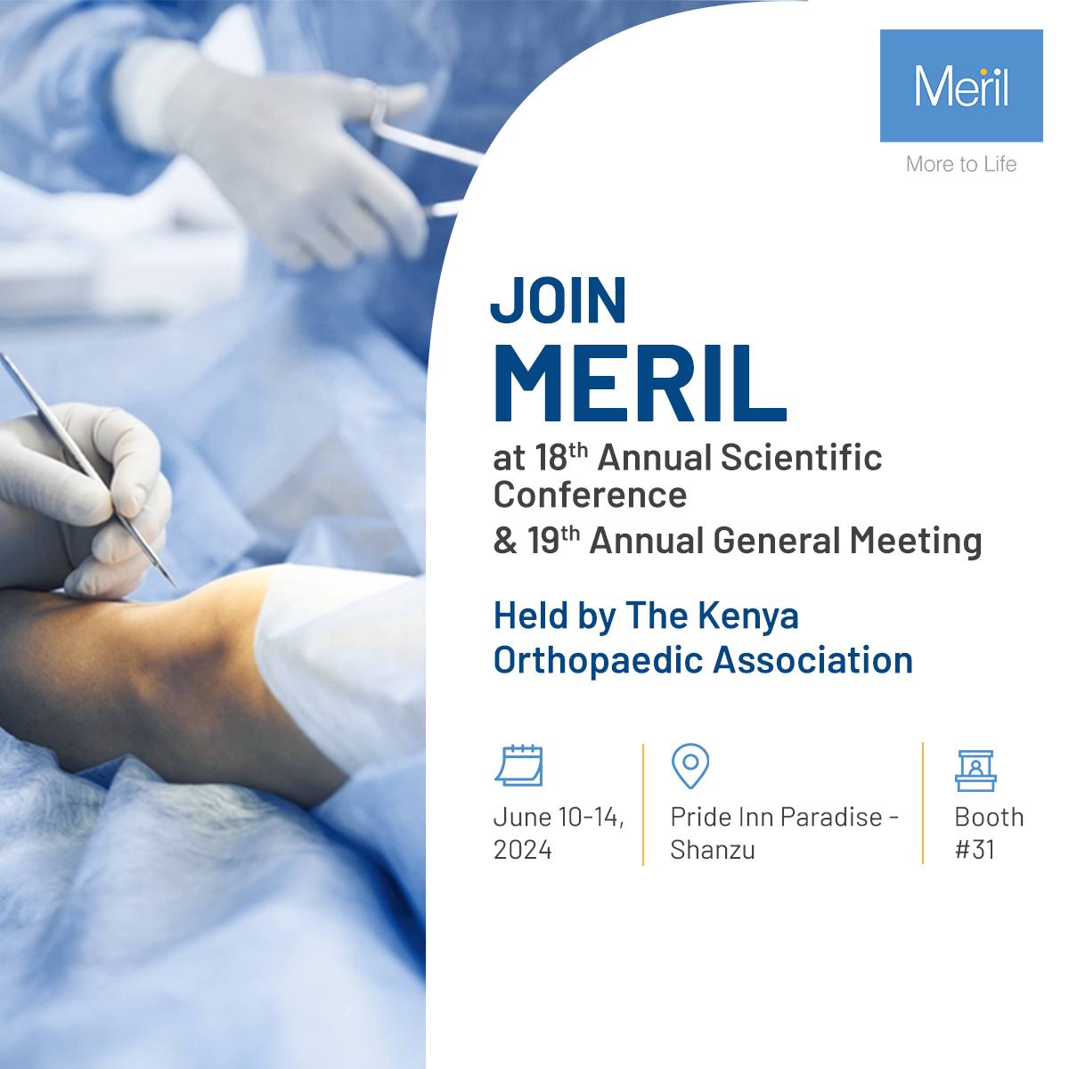 Join Meril at the 18th Annual Scientific Conference and 19th Annual General Meeting of The Kenya Orthopaedic Association
