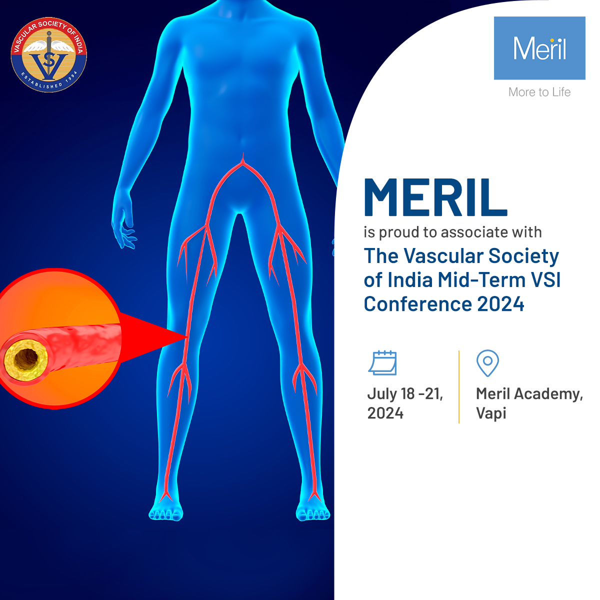 Meril is proud to associate with The Vascular Society of India Mid-Term VSI Conference 2024!