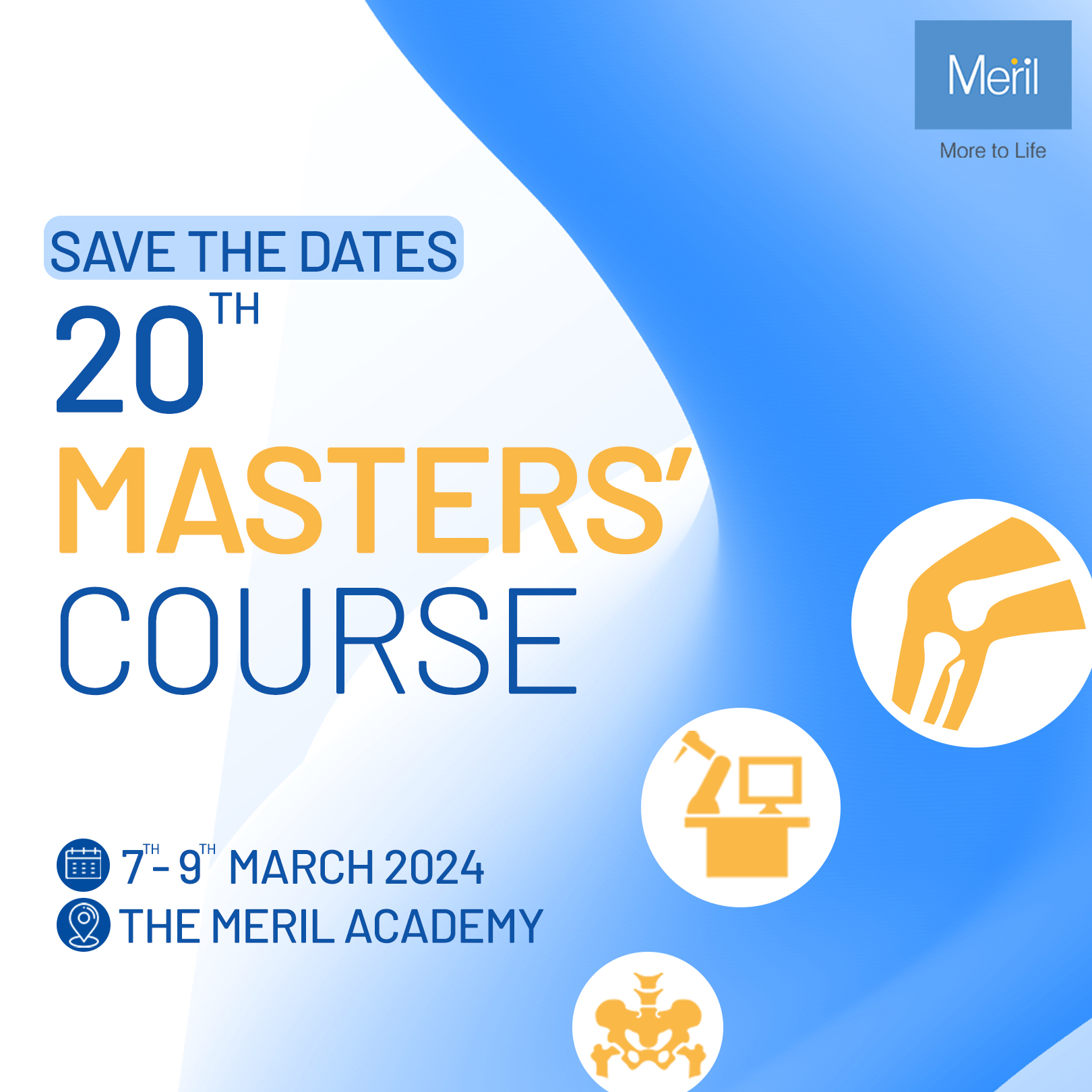 Join us at the 20th edition of the Masters' Course at Meril Academy!